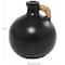 11" Black Ceramic Jug Inspired Vase with Rattan Wrapped Handle